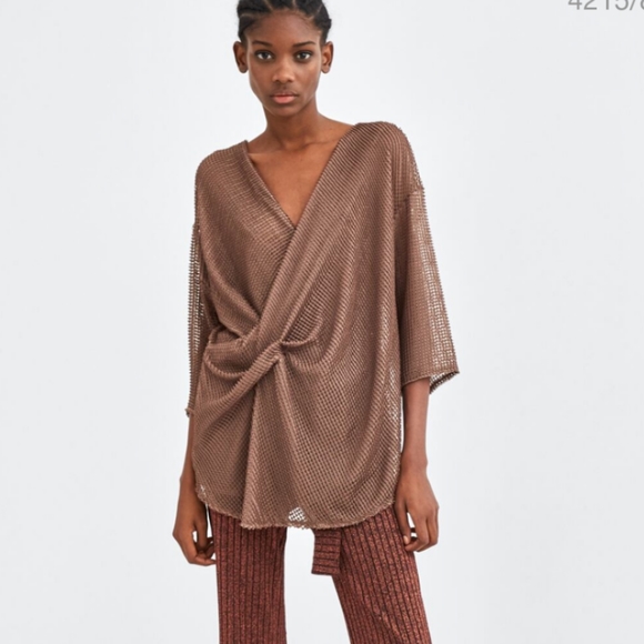 Zara Tops - NWT Zara Draped Mesh Top